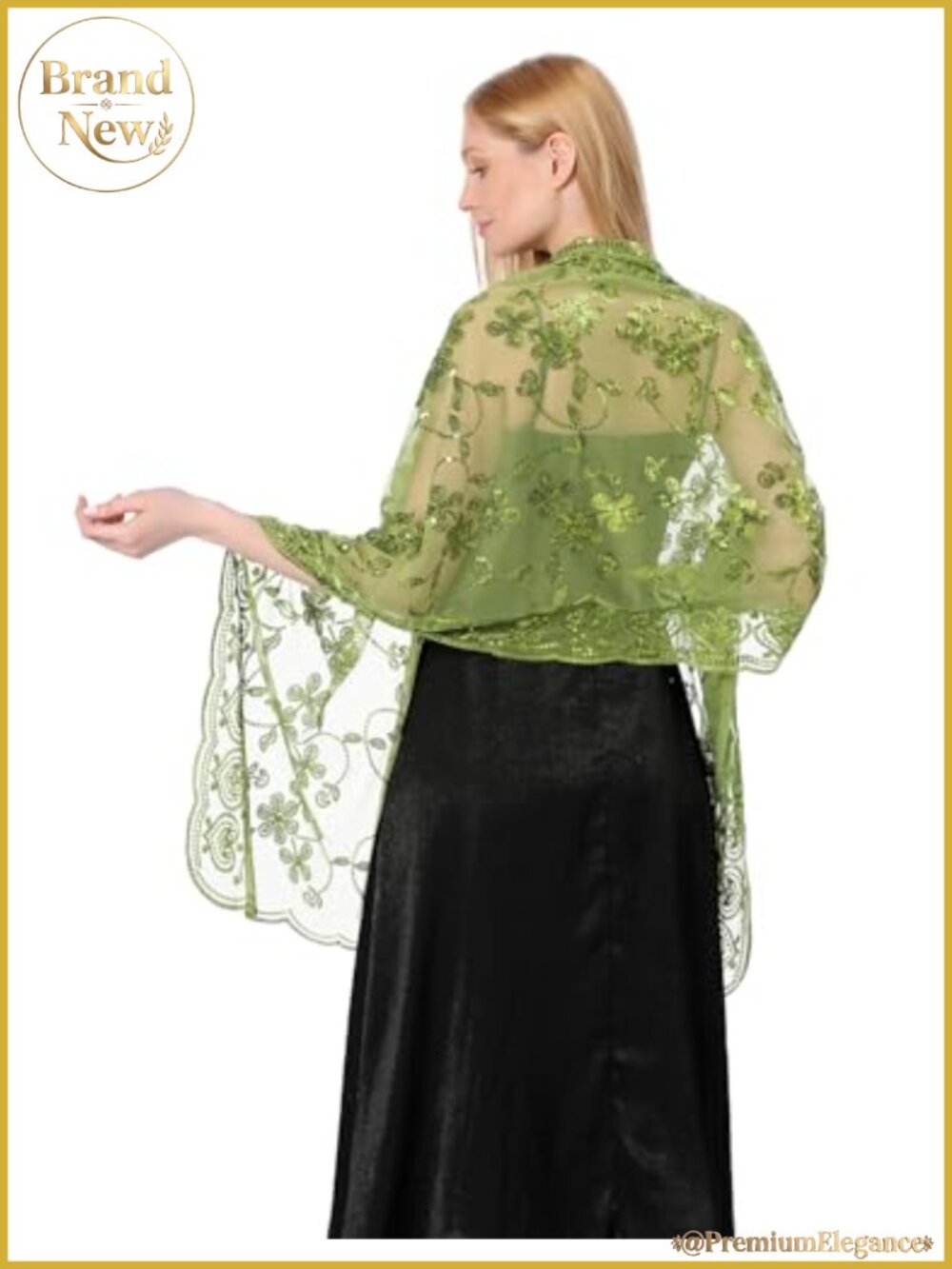 Sequin Mesh Shawl Wrap Fringed Evening Bridal Cape One Size